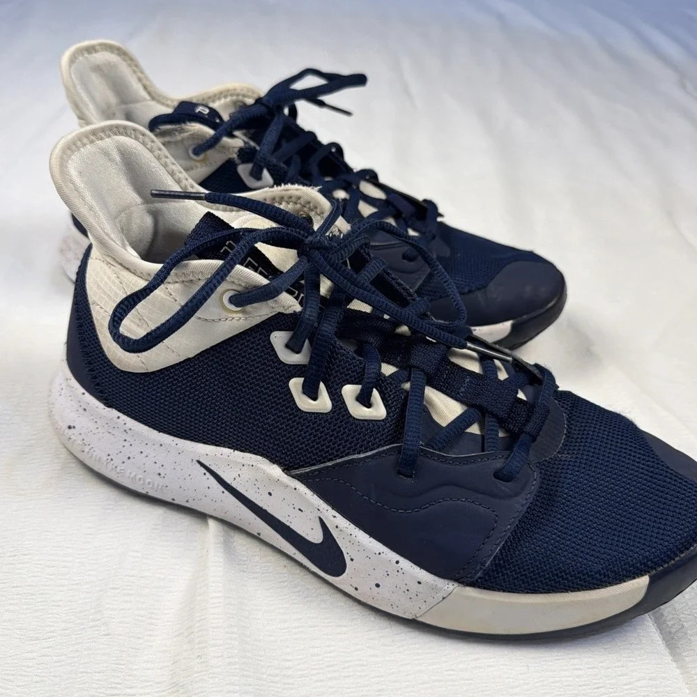Nike‎ PG 3 Navy Blue White Speckled Basketball Sneakers AO2607-401 Mens